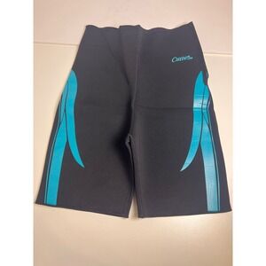 Curves Trim Fit Neoprene Shorts Black Teal Accent Women's XL Workout Fitness‎